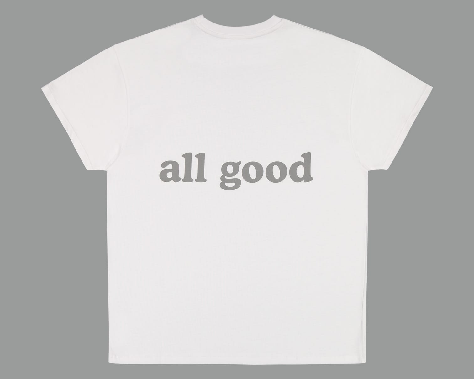 all good tee shirt, grey logo