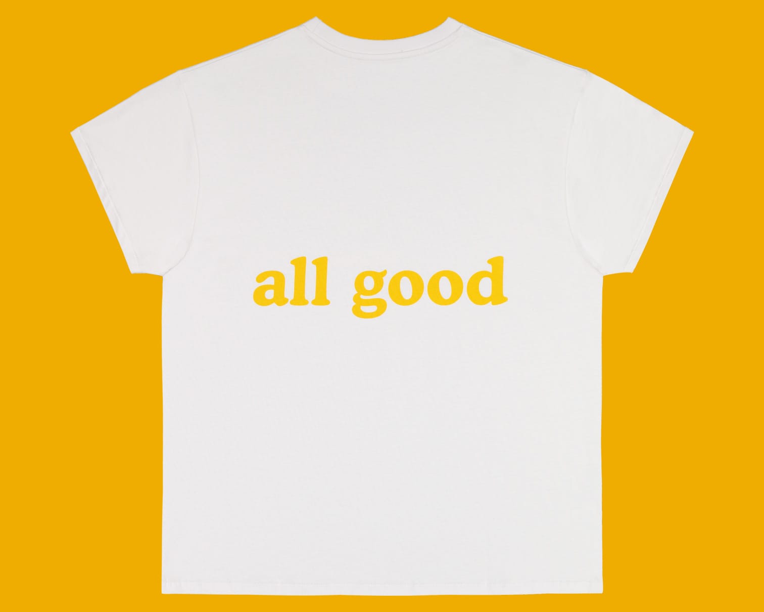 all good tee shirt, yellow logo